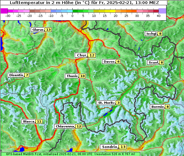 Temperatur, 21. 2. 2025