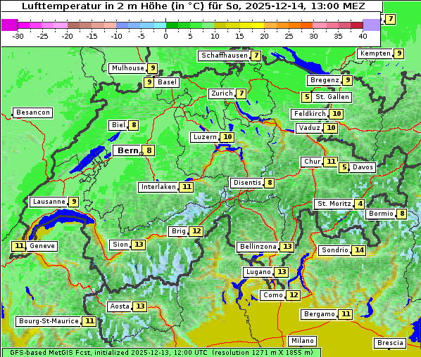 Temperatur, 14. 12. 2025