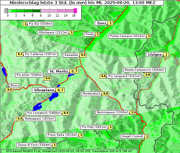 Niederschlag, 20. 8. 2025