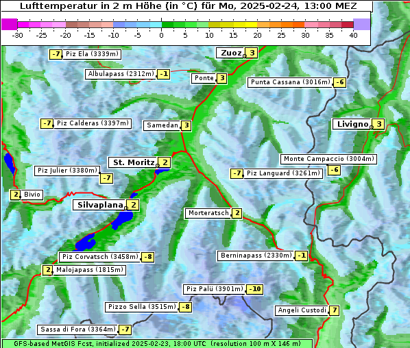 Temperatur, 24. 2. 2025