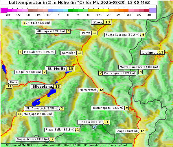 Temperatur, 20. 8. 2025