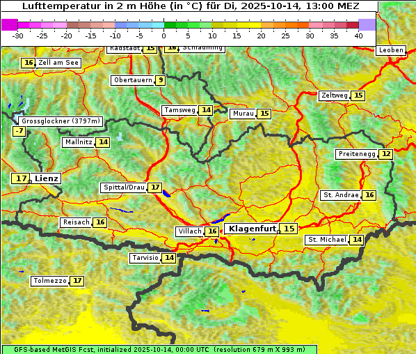 Temperatur, 14. 10. 2025