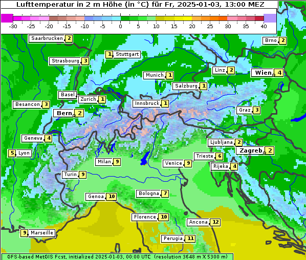 Temperatur, 3. 1. 2025