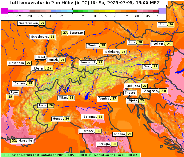 Temperatur, 5. 7. 2025