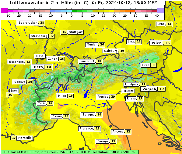 Temperatur, 18. 10. 2024