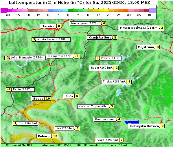 Temperatur, 20. 12. 2025