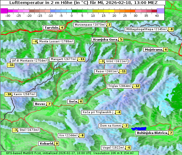 Temperatur, 18. 2. 2026