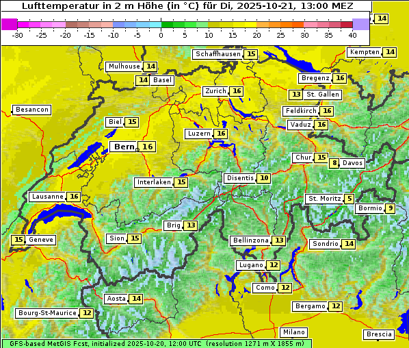 Temperatur, 21. 10. 2025