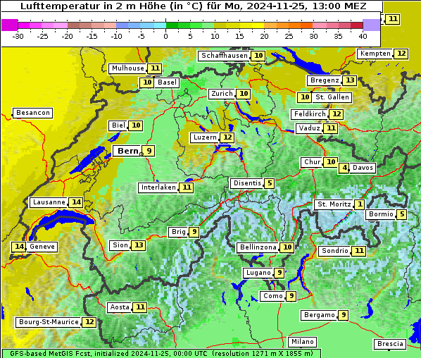 Temperatur, 25. 11. 2024