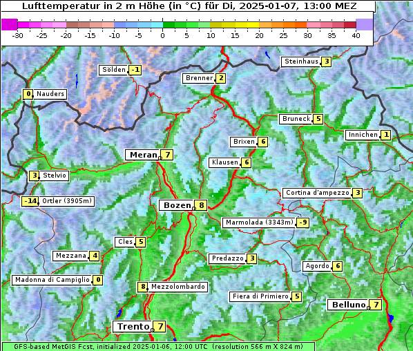 Temperatur, 7. 1. 2025