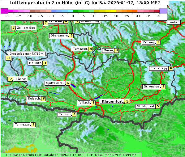 Temperatur, 17. 1. 2026