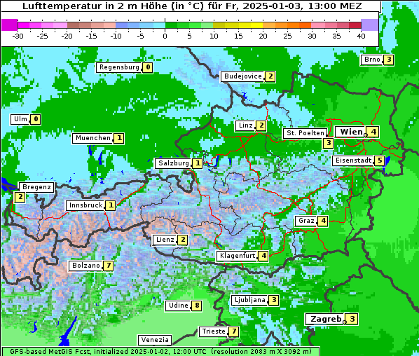 Temperatur, 3. 1. 2025