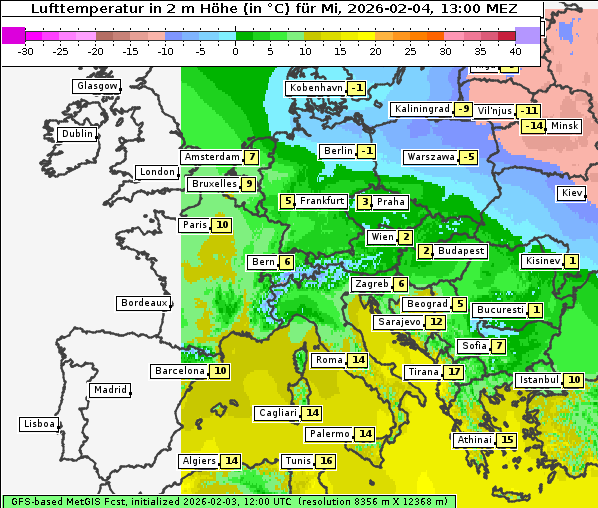 Temperatur, 4. 2. 2026