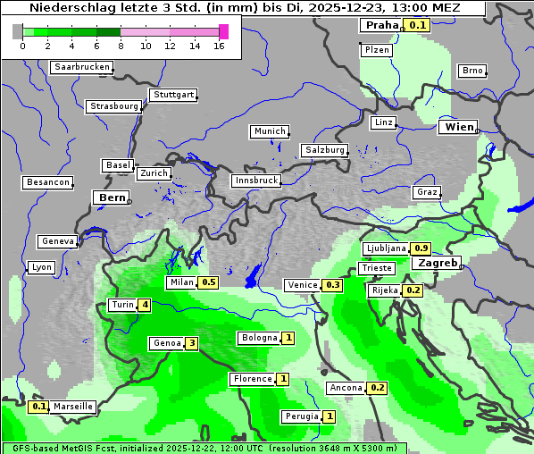 Niederschlag, 23. 12. 2025
