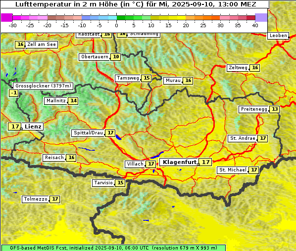 Temperatur, 10. 9. 2025