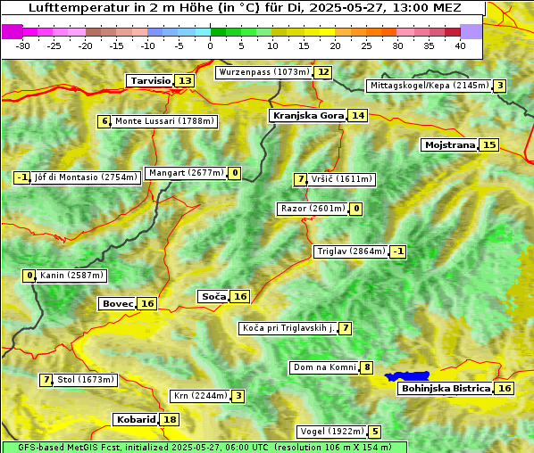 Temperatur, 27. 5. 2025