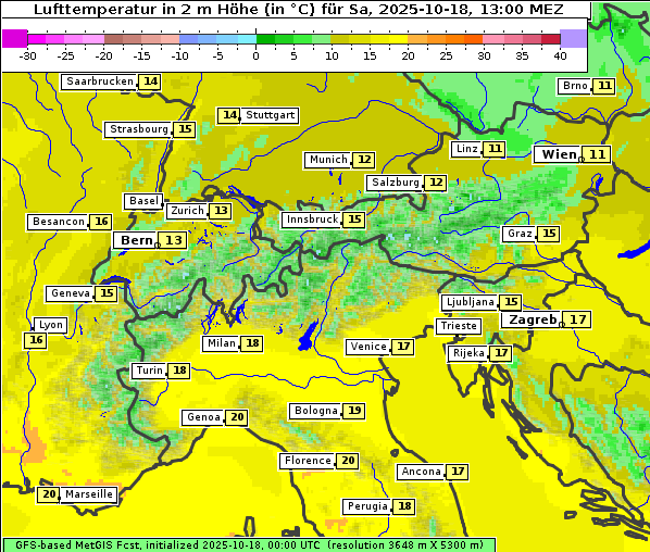 Temperatur, 18. 10. 2025