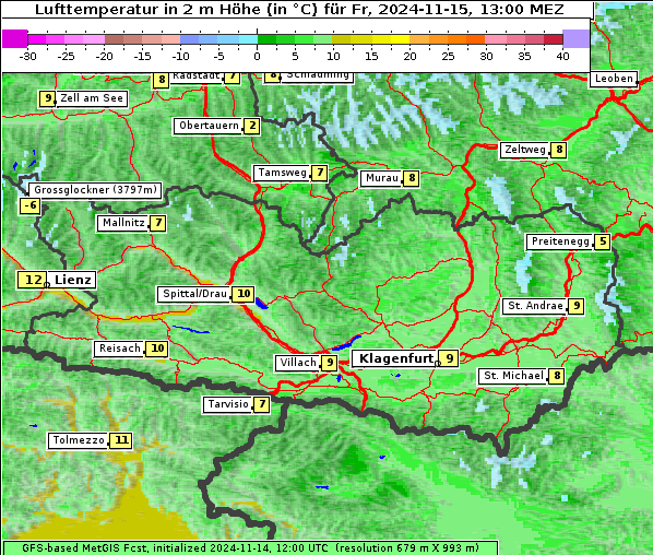 Temperatur, 15. 11. 2024