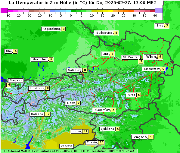 Temperatur, 27. 2. 2025