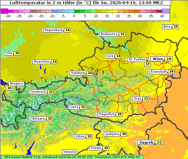 Temperatur, 19. 4. 2026