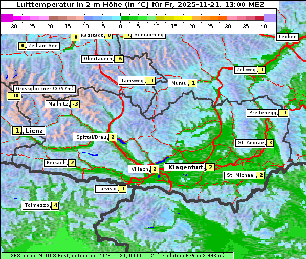 Temperatur, 21. 11. 2025