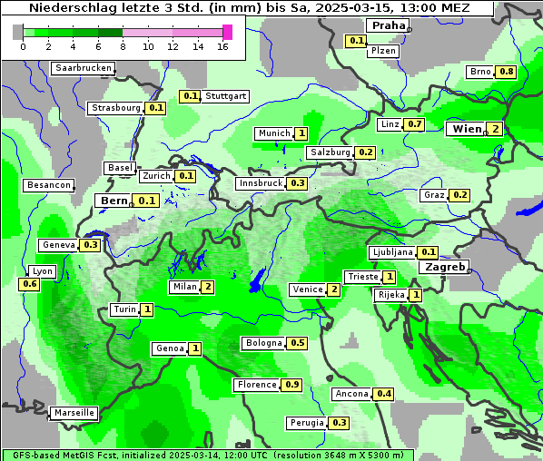 Niederschlag, 15. 3. 2025