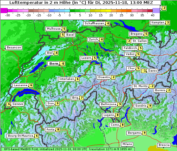Temperatur, 18. 11. 2025