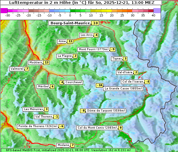 Temperatur, 21. 12. 2025