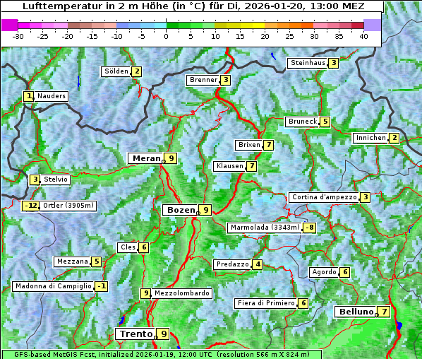 Temperatur, 20. 1. 2026
