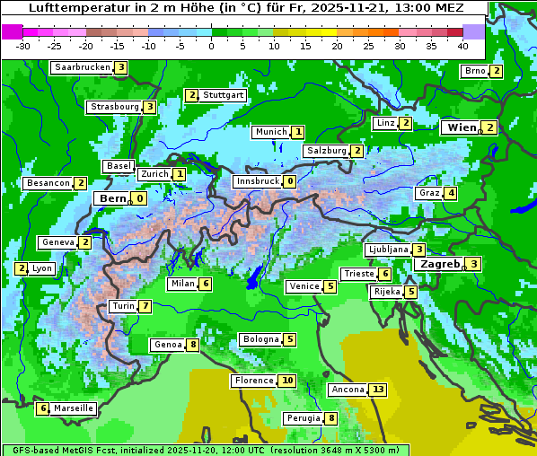 Temperatur, 21. 11. 2025