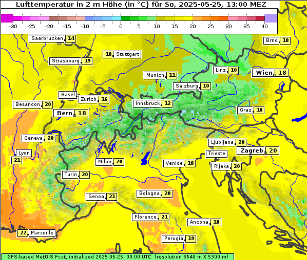 Temperatur, 25. 5. 2025