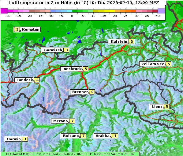 Temperatur, 19. 2. 2026