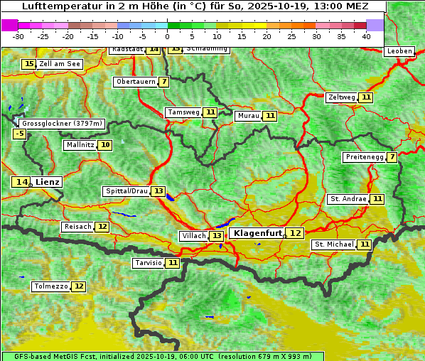 Temperatur, 19. 10. 2025