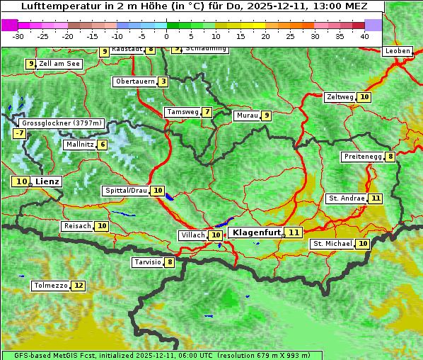 Temperatur, 11. 12. 2025