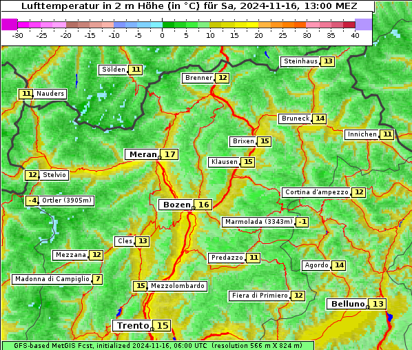 Temperatur, 16. 11. 2024