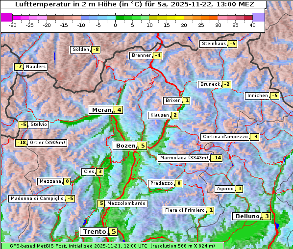 Temperatur, 22. 11. 2025