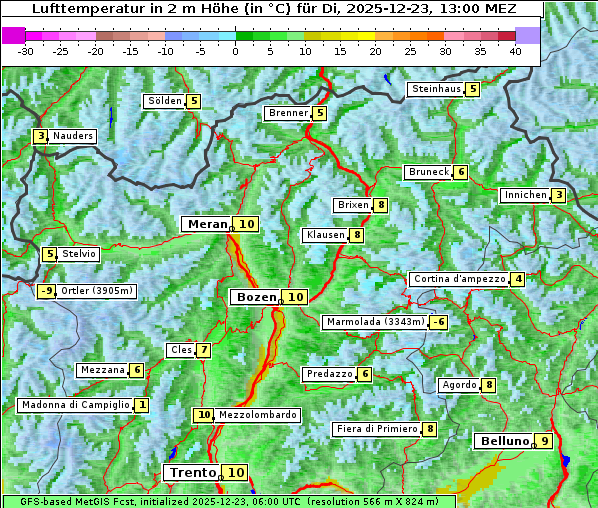 Temperatur, 23. 12. 2025
