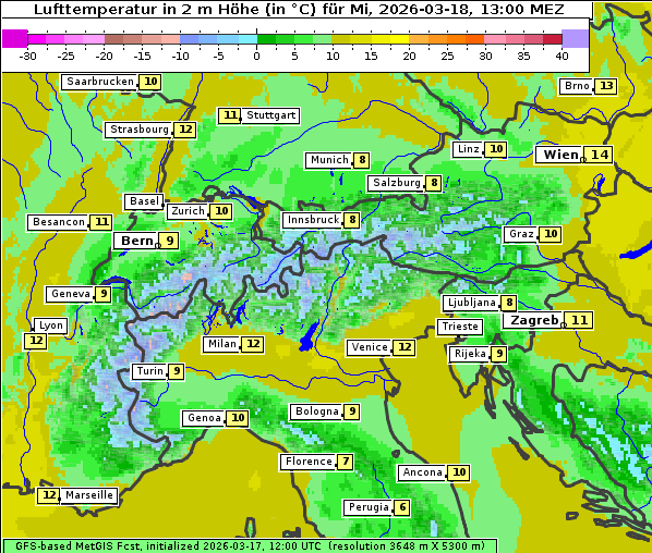 Temperatur, 18. 3. 2026