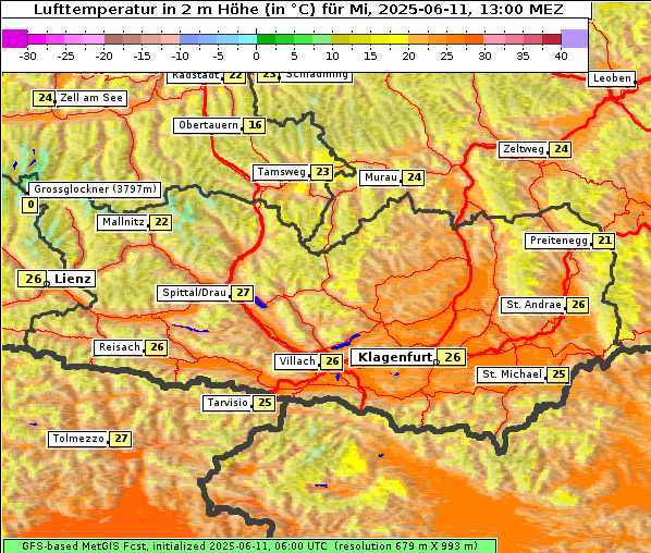 Temperatur, 11. 6. 2025