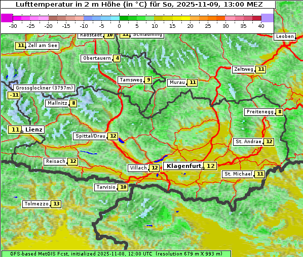 Temperatur, 9. 11. 2025