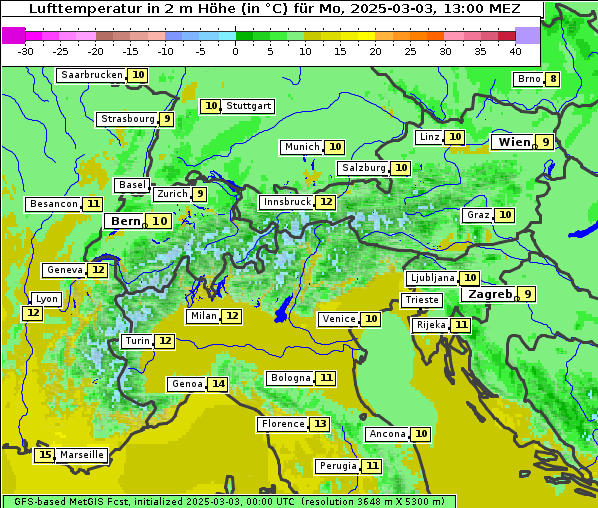 Temperatur, 3. 3. 2025