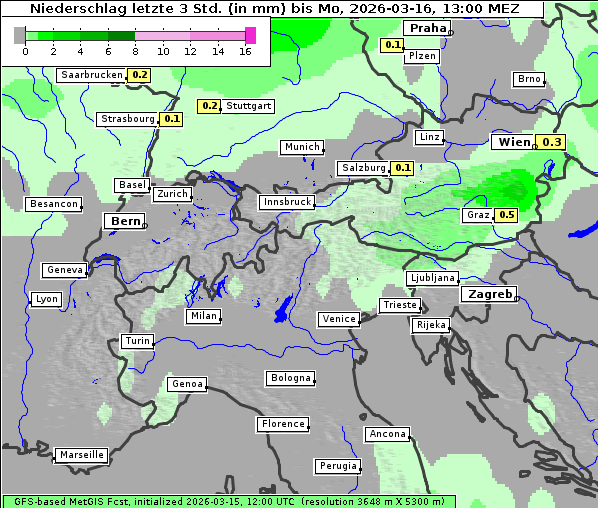 Niederschlag, 16. 3. 2026
