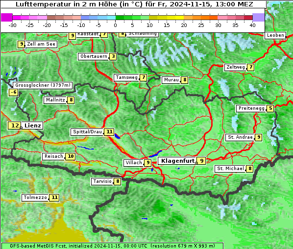 Temperatur, 15. 11. 2024