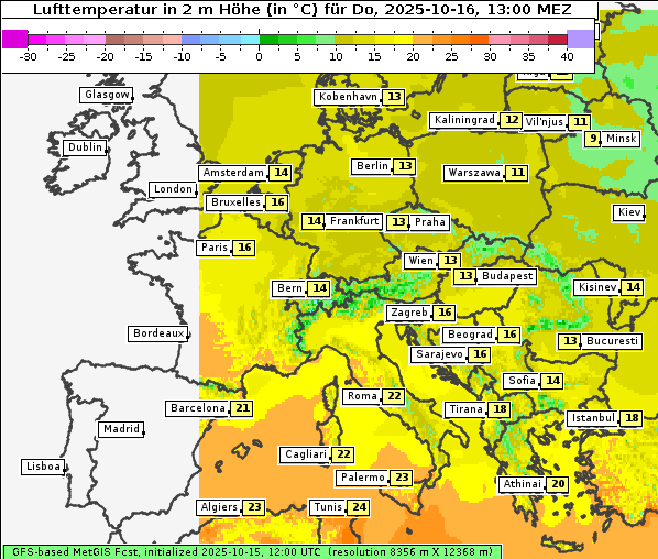 Temperatur, 16. 10. 2025
