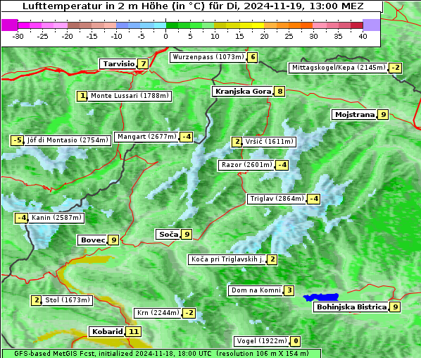 Temperatur, 19. 11. 2024