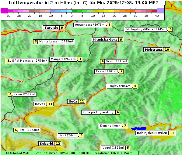 Temperatur, 8. 12. 2025