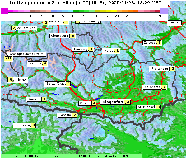 Temperatur, 23. 11. 2025