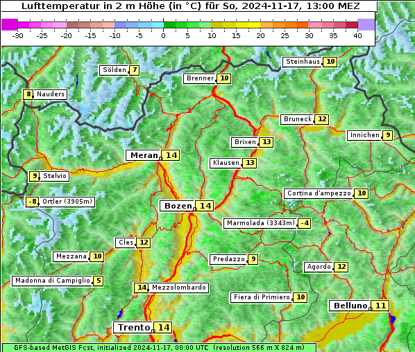 Temperatur, 17. 11. 2024