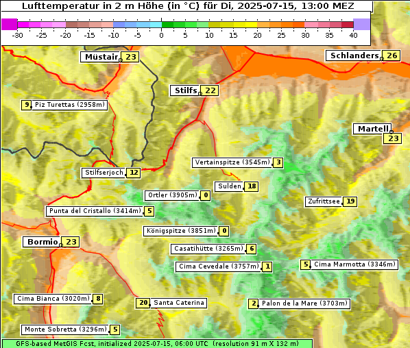 Temperatur, 15. 7. 2025