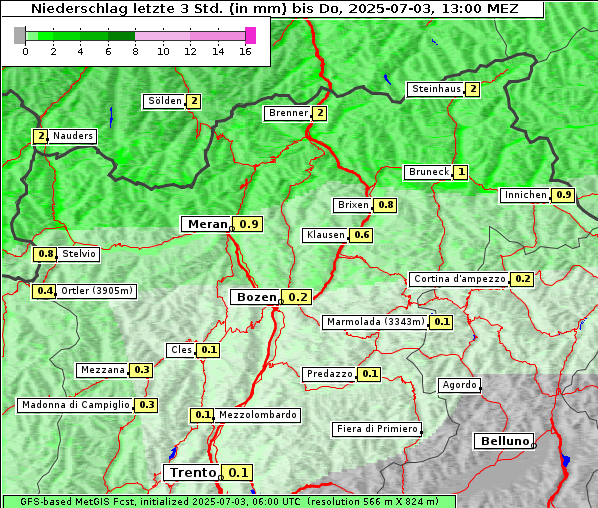 Niederschlag, 3. 7. 2025